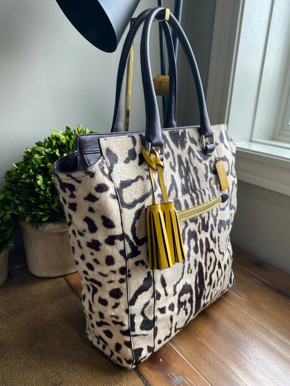 Coach XL Legacy HairCalf Ocelet North South Tote Bag - Picture 3 of 17